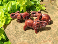 Polished Red Tigers Eye Elephant Carvings - sold per item - From South Africa