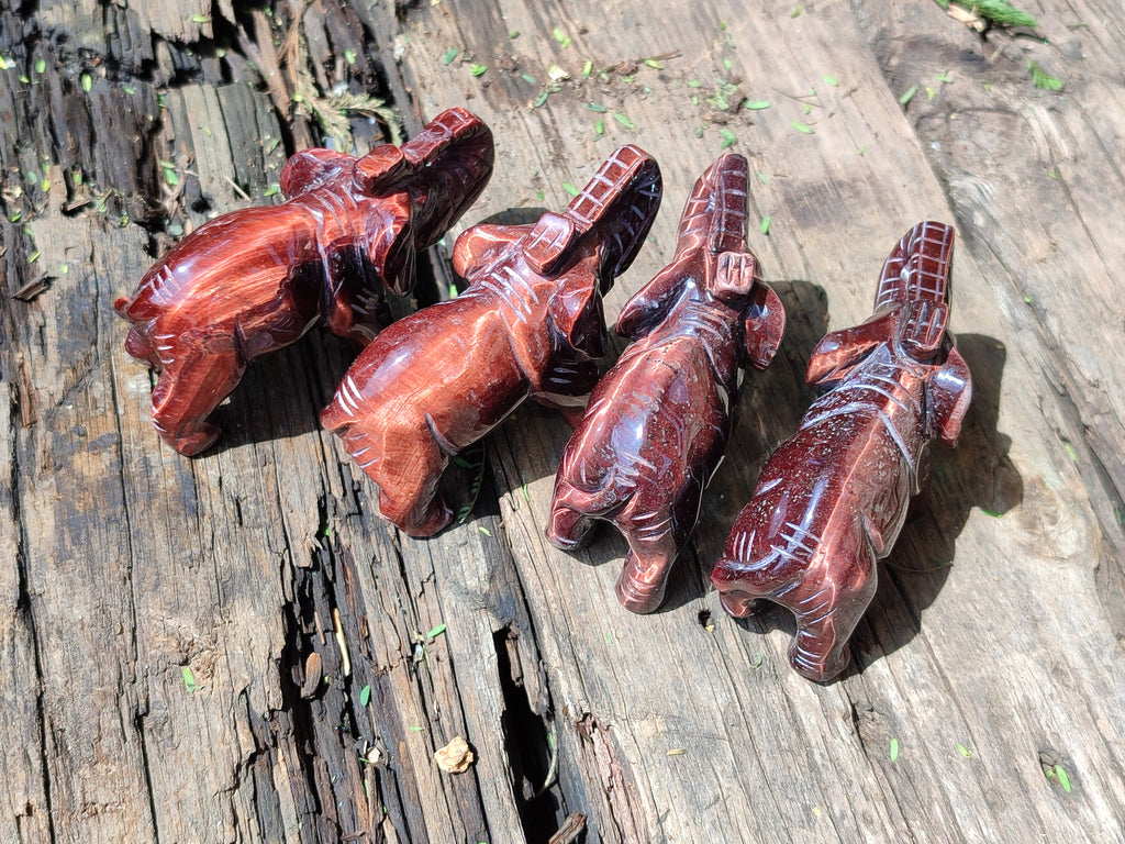 Polished Red Tigers Eye Elephant Carvings - sold per item - From South Africa - Toprock Gemstones and Minerals 