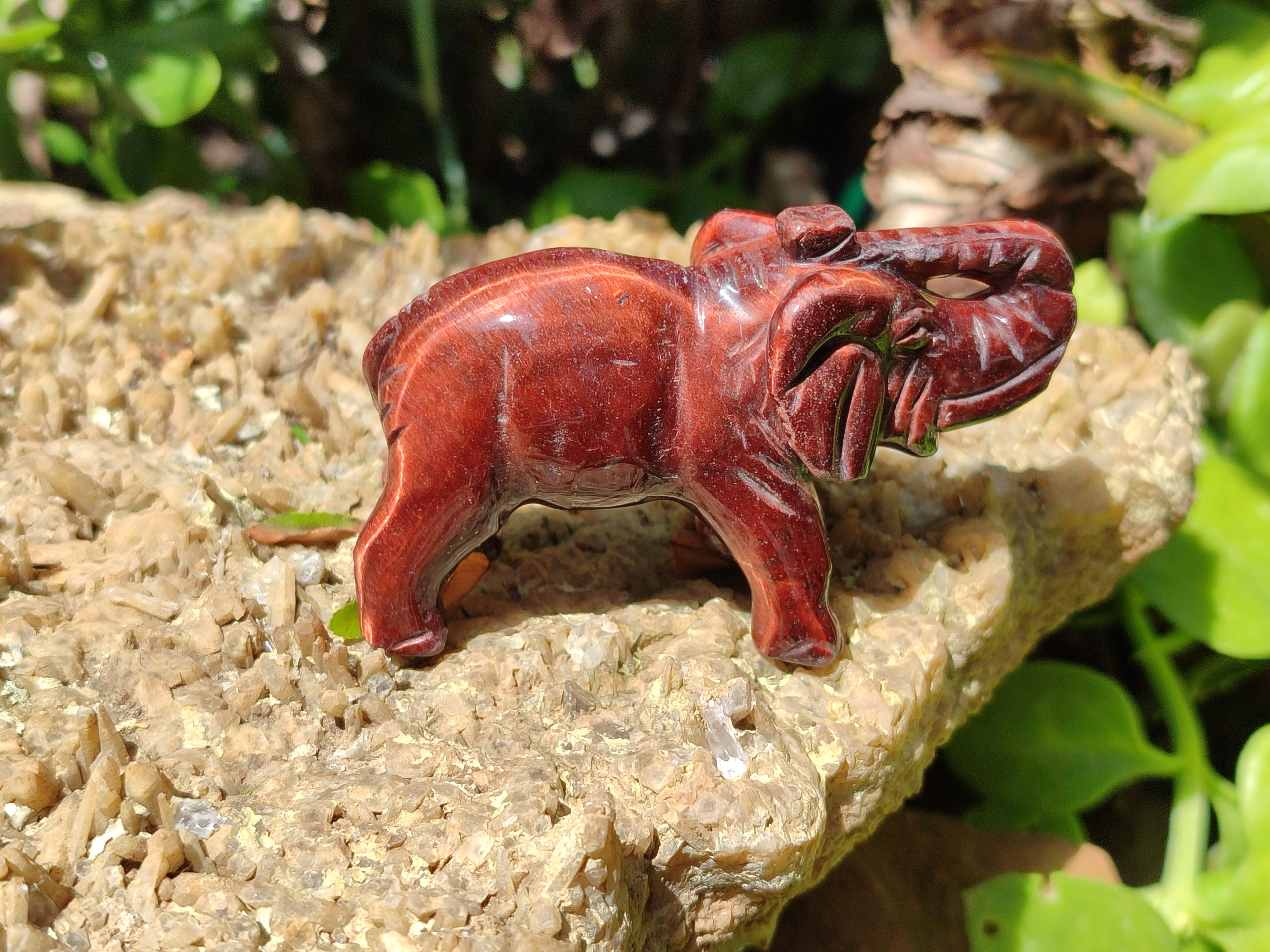 Polished Red Tigers Eye Elephant Carvings - sold per item - From South Africa - Toprock Gemstones and Minerals 