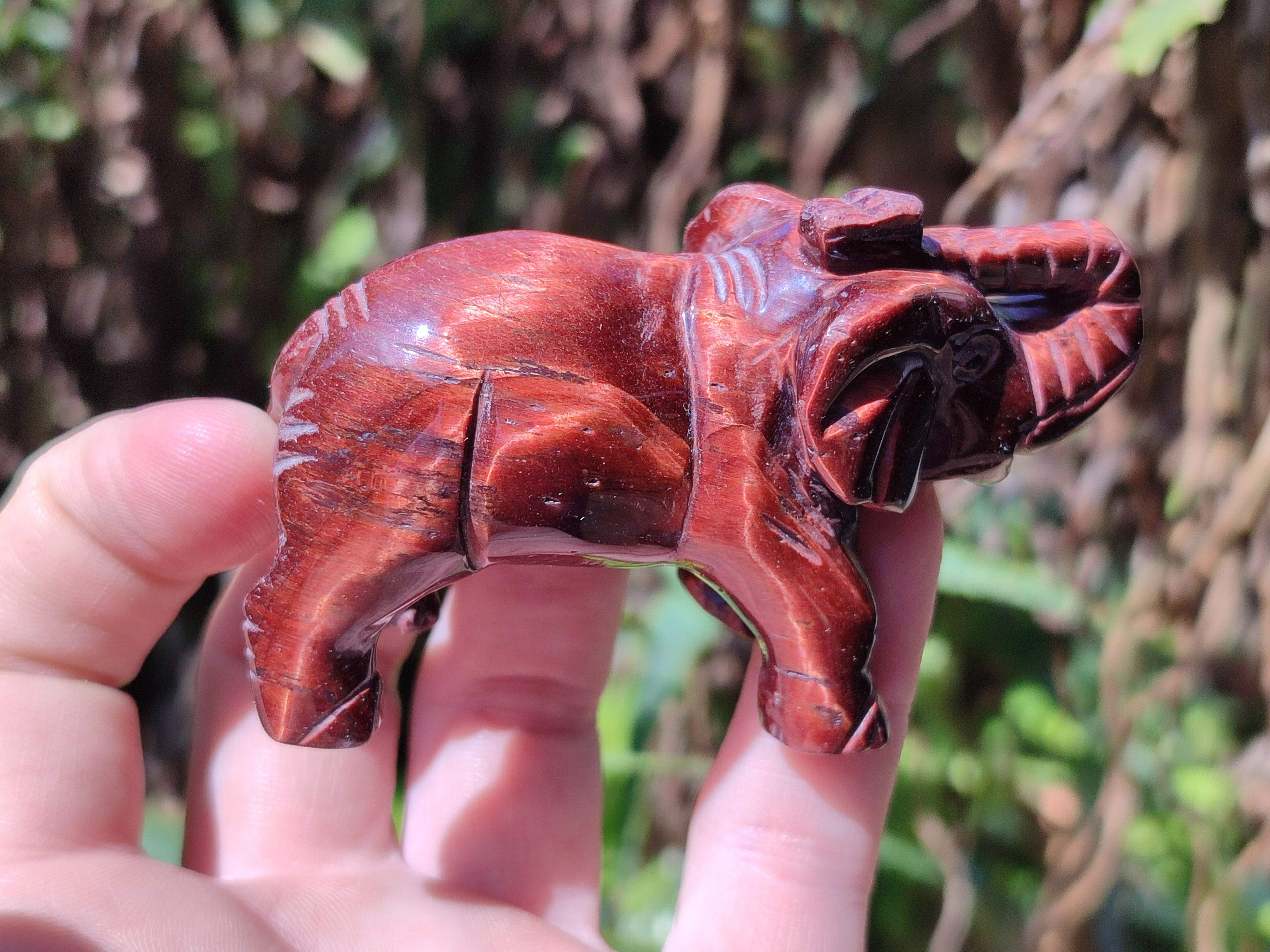 Polished Red Tigers Eye Elephant Carvings - sold per item - From South Africa - Toprock Gemstones and Minerals 