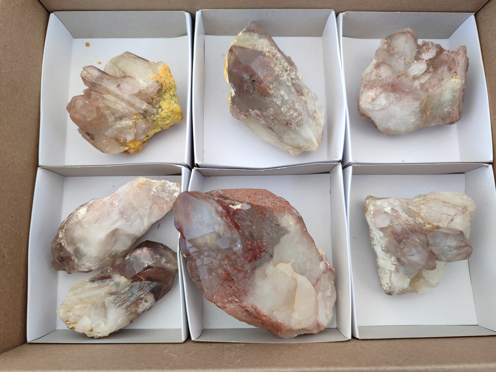 Natural Red Hematoid Quartz Clusters x 7 From Karoi, Zimbabwe - Toprock Gemstones and Minerals 