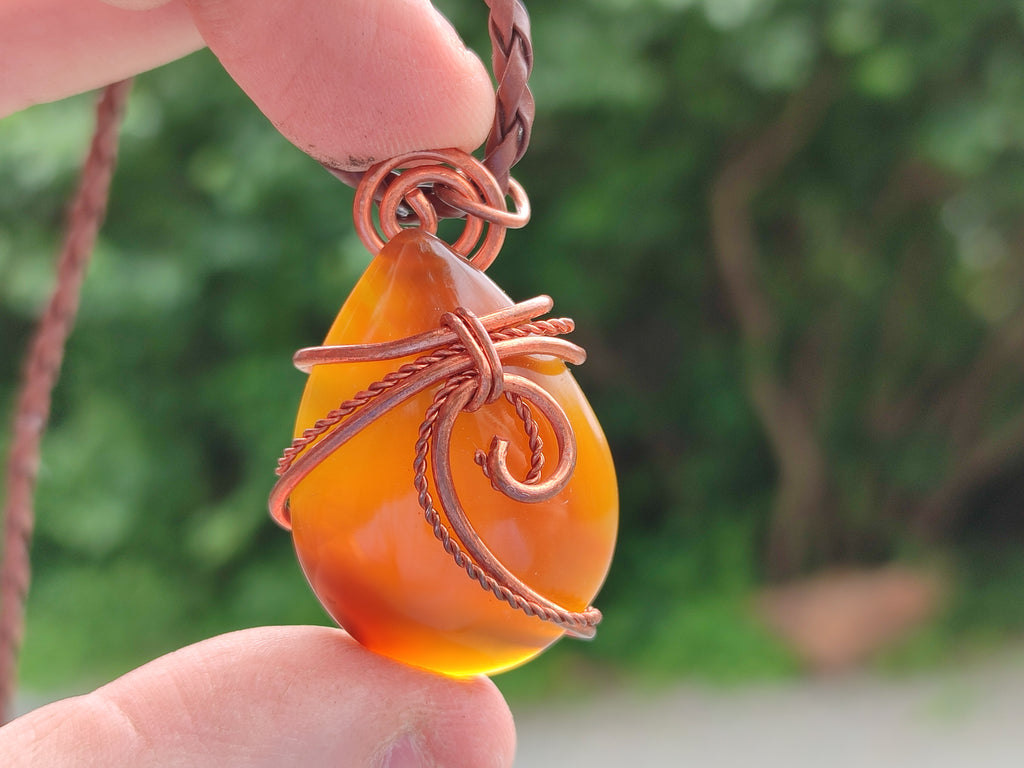 Hand Made Copper Wire Wrapped Stone Pendants x 6 From Southern Africa - Toprock Gemstones and Minerals 