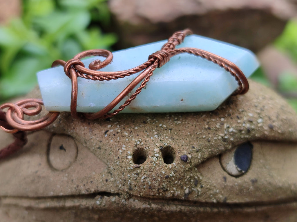 Hand Made Copper Wire Wrapped Stone Pendants x 6 From Southern Africa - Toprock Gemstones and Minerals 