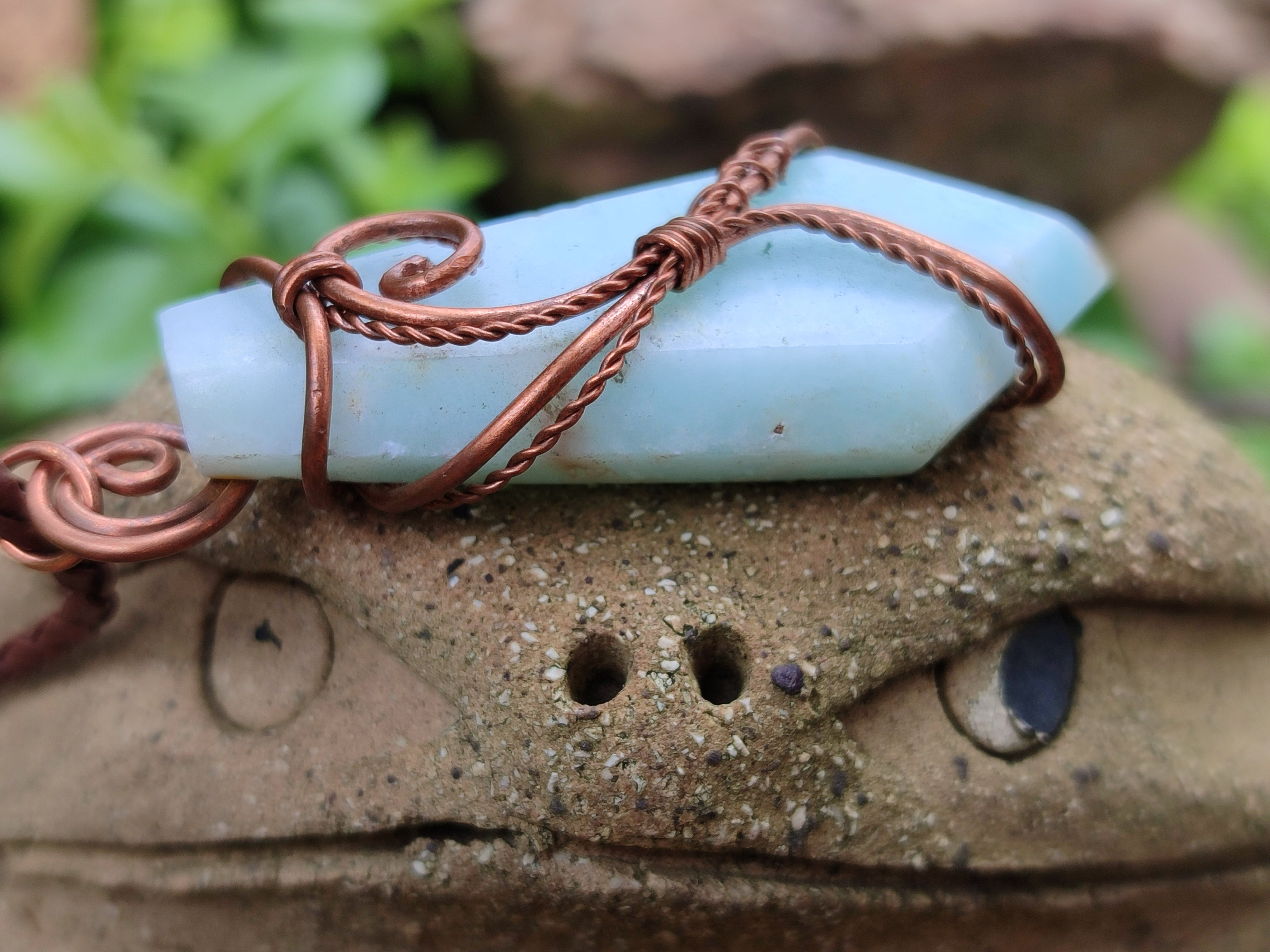 Hand Made Copper Wire Wrapped Stone Pendants x 6 From Southern Africa - Toprock Gemstones and Minerals 