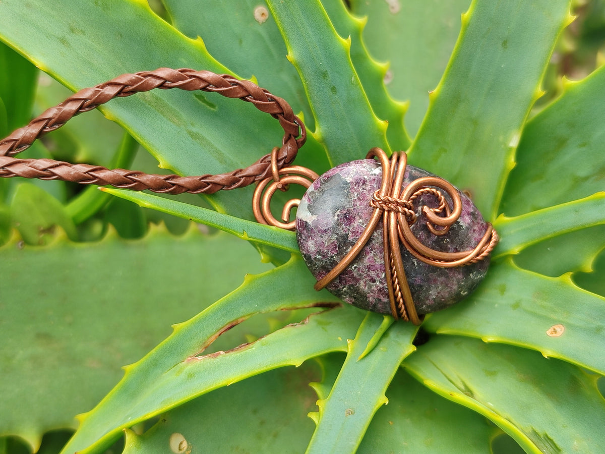 Hand Made Copper Wire Wrapped Stone Pendants x 6 From Southern Africa - Toprock Gemstones and Minerals 