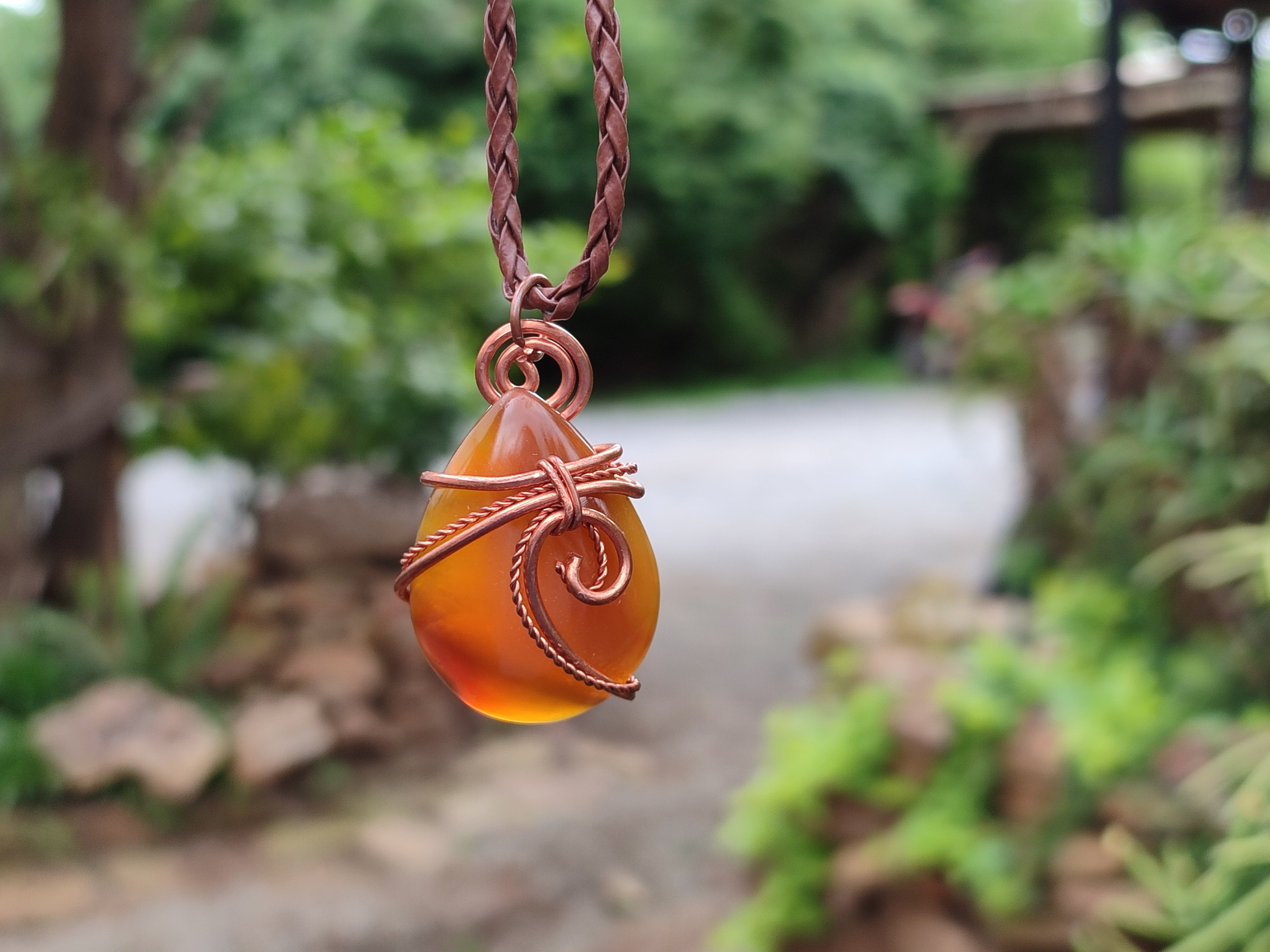 Hand Made Copper Wire Wrapped Stone Pendants x 6 From Southern Africa - Toprock Gemstones and Minerals 