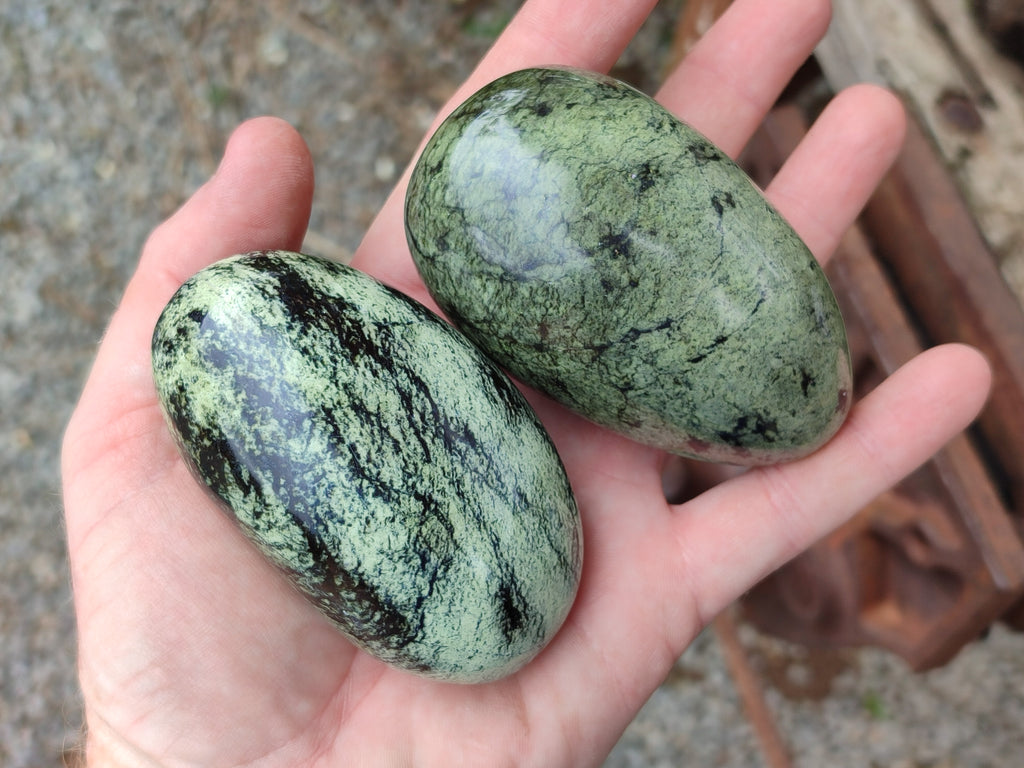 Polished Leopard Stone Palm Stones x 6 From Zimbabwe - Toprock Gemstones and Minerals 