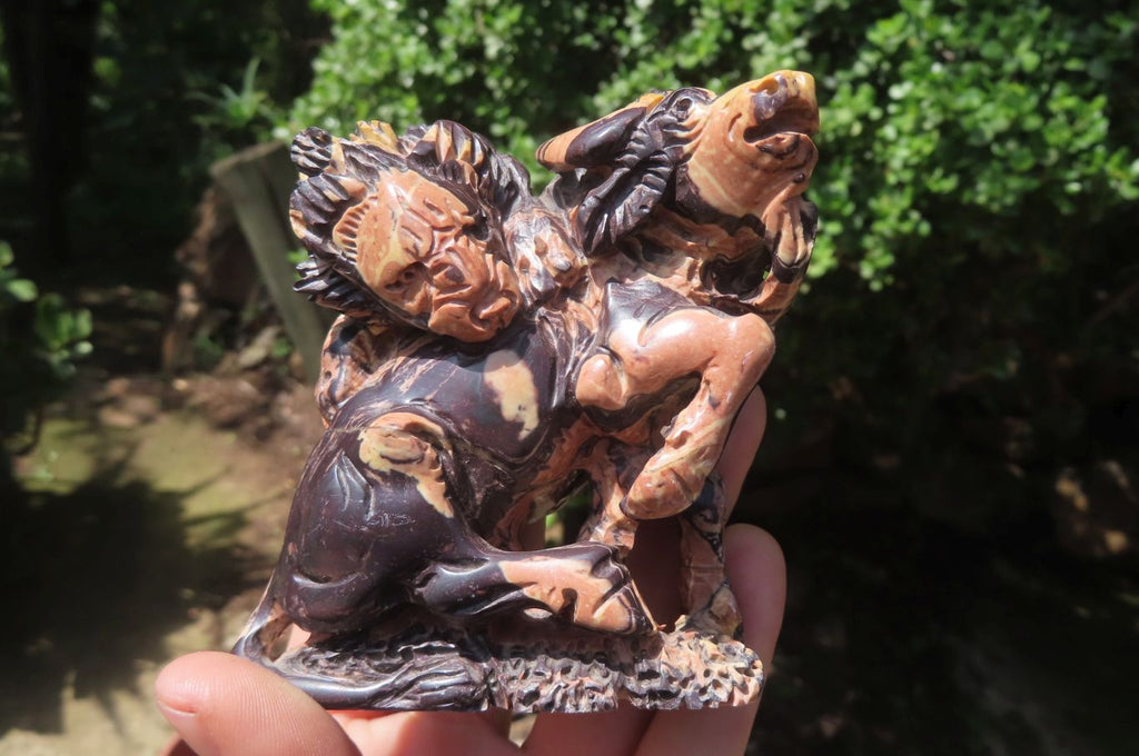 Hand Made Pyrophyllite Animal Carvings x 2 From South Africa - Toprock Gemstones and Minerals 