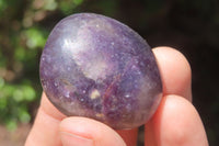 Polished Lepidolite with Pink Rubellite Palm Stones x 24 From Ambatondrazaka, Madagascar - Toprock Gemstones and Minerals 