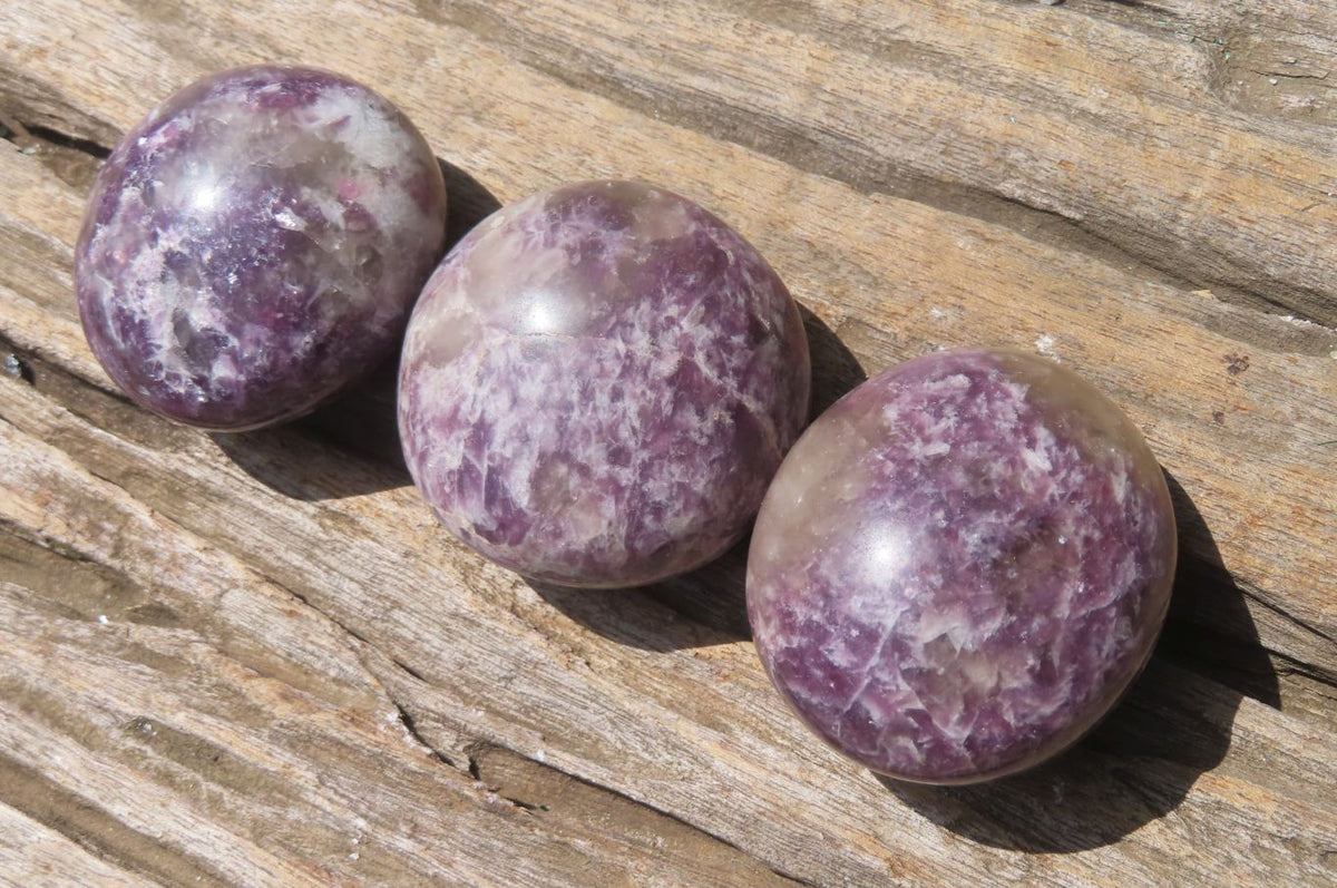 Polished Lepidolite with Pink Rubellite Palm Stones x 24 From Ambatondrazaka, Madagascar - Toprock Gemstones and Minerals 