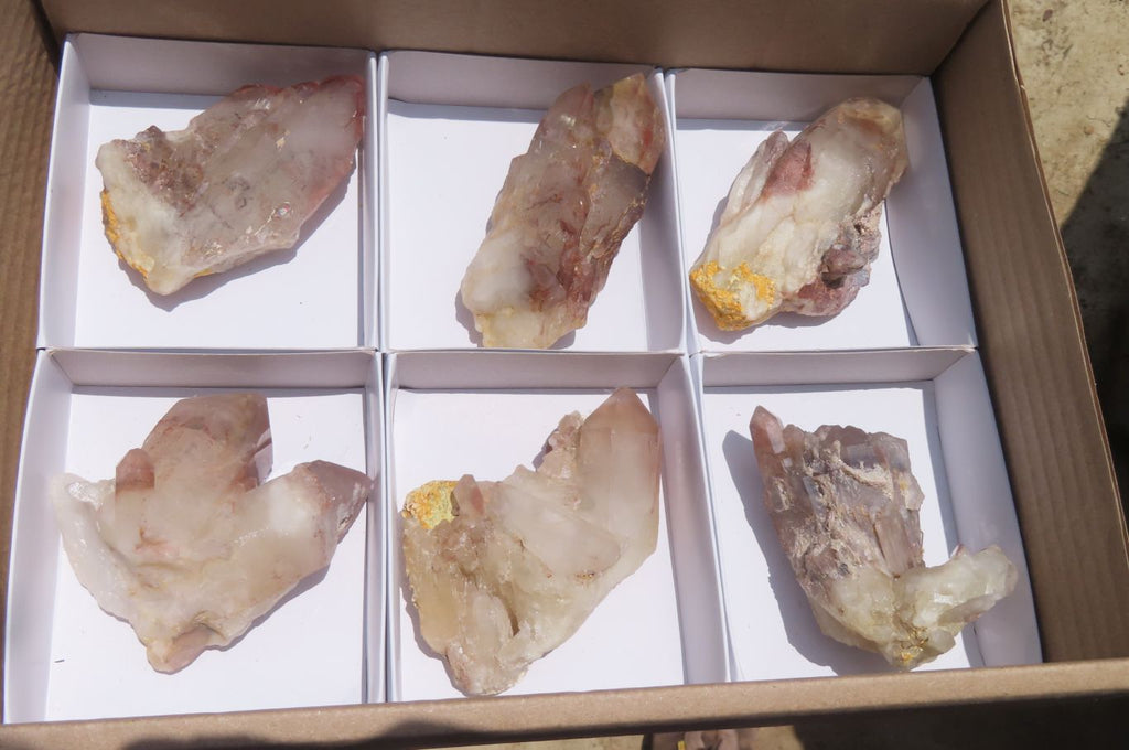 Natural Red Hematoid Quartz Clusters x 6 From Karoi, Zimbabwe - Toprock Gemstones and Minerals 