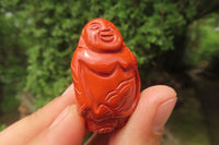 Polished Red Jasper Far Eastern Carved Gods on Wooden Stands - sold per Set of 7 - From South Africa - Toprock Gemstones and Minerals 