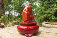 Polished Red Jasper Far Eastern Carved Gods on Wooden Stands - sold per Set of 7 - From South Africa - Toprock Gemstones and Minerals 