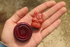 Polished Red Jasper Far Eastern Carved Gods on Wooden Stands - sold per Set of 7 - From South Africa - Toprock Gemstones and Minerals 
