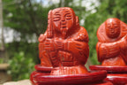 Polished Red Jasper Far Eastern Carved Gods on Wooden Stands - sold per Set of 7 - From South Africa - Toprock Gemstones and Minerals 