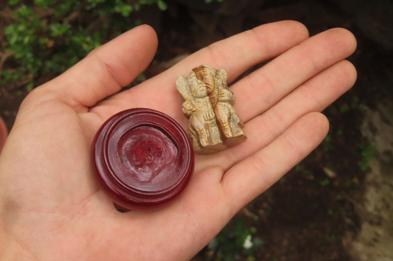 Polished Picture Stone Jasper Far Eastern Carved Gods on Wooden Stands - sold per Set of 7 - From South Africa - Toprock Gemstones and Minerals 