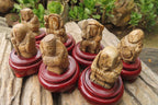 Polished Picture Stone Jasper Far Eastern Carved Gods on Wooden Stands - sold per Set of 7 - From South Africa - Toprock Gemstones and Minerals 
