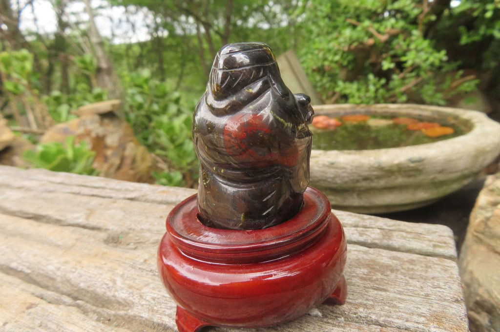 Polished Tiger Iron Far Eastern Carved Gods on Wooden Stands - sold per Set of 7 - From Australia - Toprock Gemstones and Minerals 