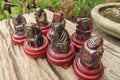 Polished Tiger Iron Far Eastern Carved Gods on Wooden Stands - sold per Set of 7 - From Australia - Toprock Gemstones and Minerals 