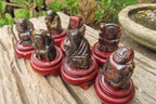 Polished Tiger Iron Far Eastern Carved Gods on Wooden Stands - sold per Set of 7 - From Australia - Toprock Gemstones and Minerals 