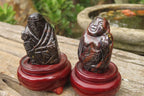 Polished Tiger Iron Far Eastern Carved Gods on Wooden Stands - sold per Set of 7 - From Australia - Toprock Gemstones and Minerals 