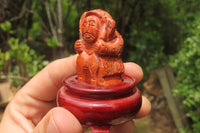 Polished Brecciated Jasper Far Eastern Carved Gods on Wooden Stands - sold per Set of 7 - From South Africa