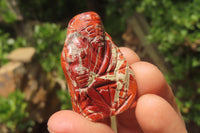 Polished Brecciated Jasper Far Eastern Carved Gods on Wooden Stands - sold per Set of 7 - From South Africa