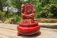 Polished Brecciated Jasper Far Eastern Carved Gods on Wooden Stands - sold per Set of 7 - From South Africa