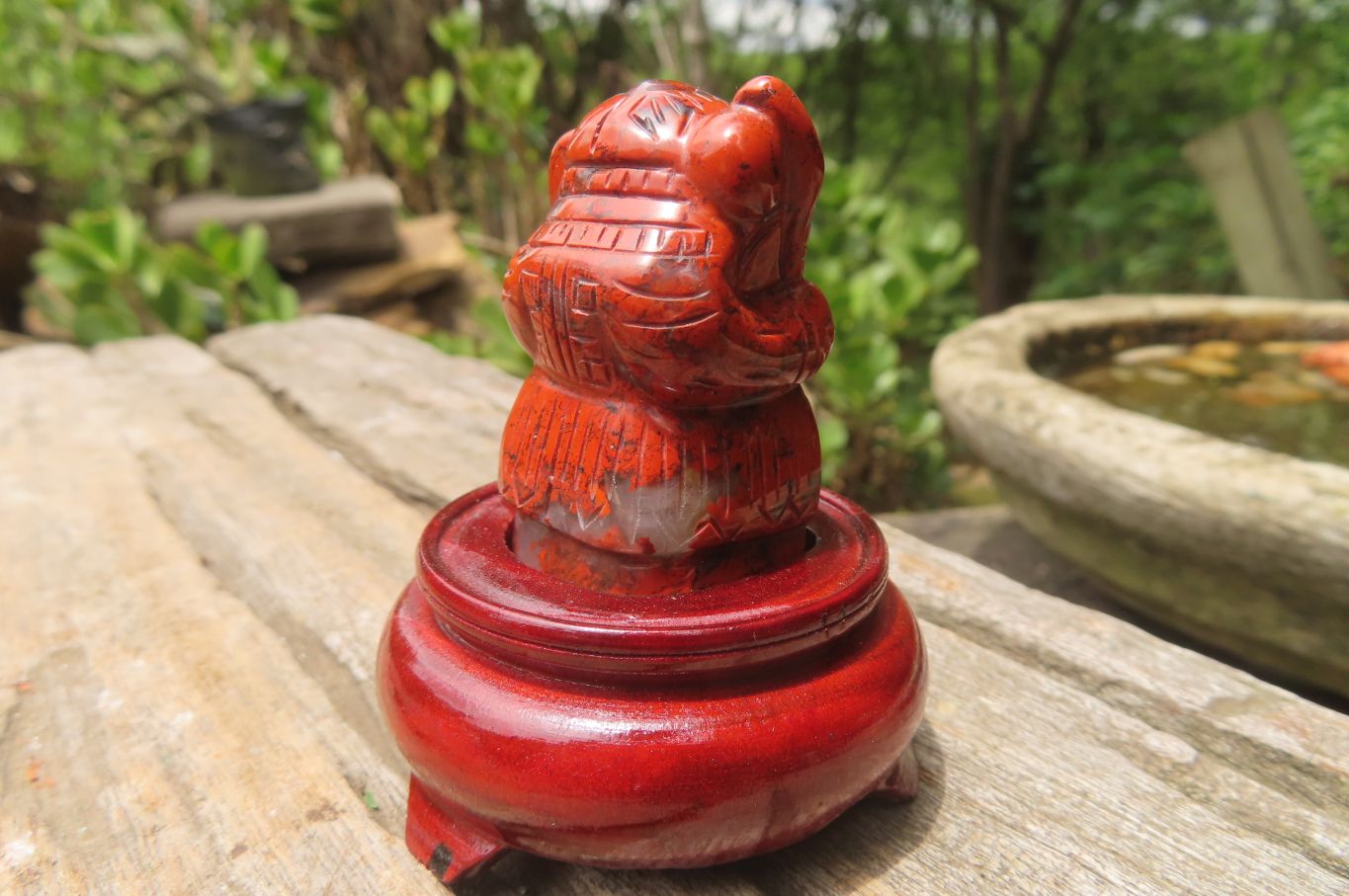 Polished Brecciated Jasper Far Eastern Carved Gods on Wooden Stands - sold per Set of 7 - From South Africa - Toprock Gemstones and Minerals 