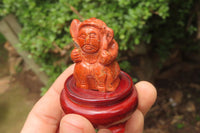 Polished Brecciated Jasper Far Eastern Carved Gods on Wooden Stands - sold per Set of 7 - From South Africa