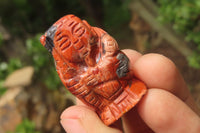 Polished Brecciated Jasper Far Eastern Carved Gods on Wooden Stands - sold per Set of 7 - From South Africa