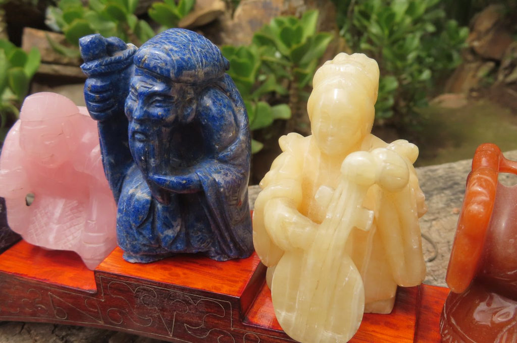 Polished Assortment Of Lucky God Carvings x 7 From China - Toprock Gemstones and Minerals 