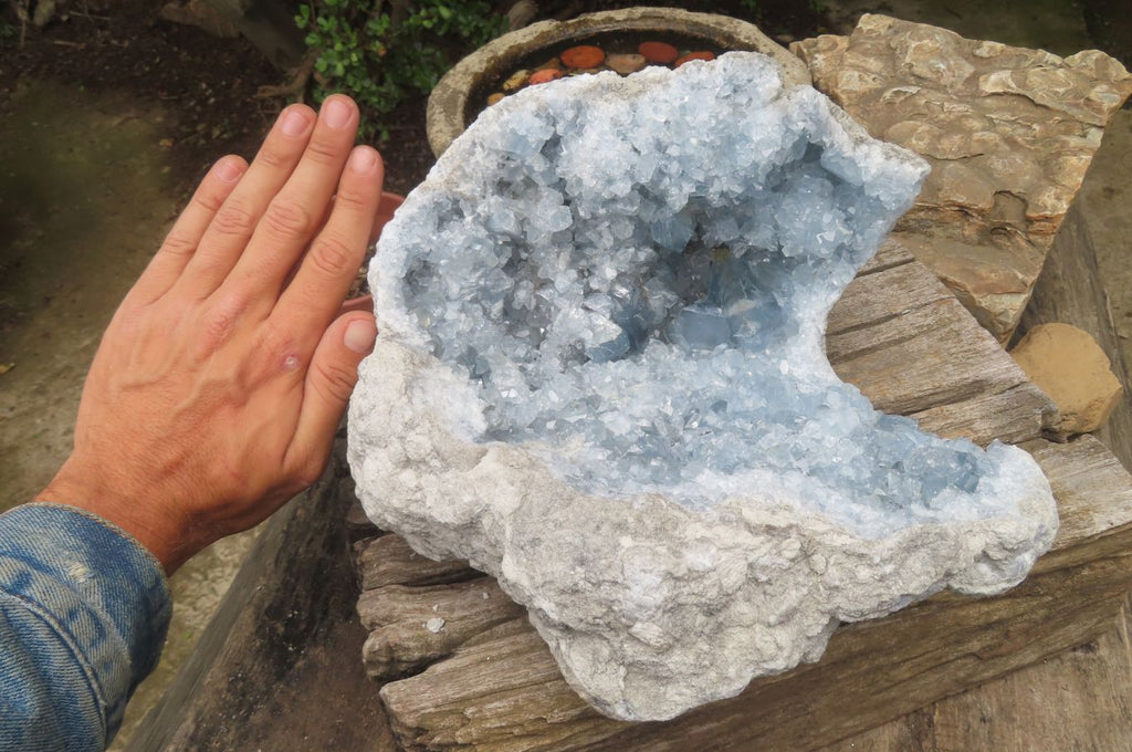 Natural Celestite Geode Specimen x 1 From Sakoany, Madagascar - Toprock Gemstones and Minerals 