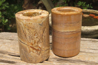 Polished Picture Stone Candle Holders x 2 From Namibia - Toprock Gemstones and Minerals 