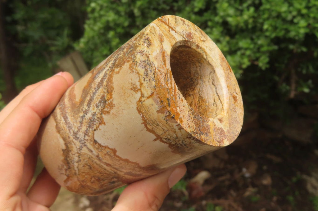 Polished Picture Stone Candle Holders x 2 From Namibia - Toprock Gemstones and Minerals 