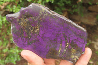 Polished On One Side Metallic Purpurite x 3 From Namibia - Toprock Gemstones and Minerals 