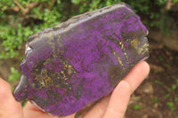 Polished On One Side Metallic Purpurite x 3 From Namibia - Toprock Gemstones and Minerals 
