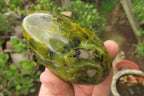 Polished Green Opal Standing Free Forms x 3 From Antsirabe, Madagascar - Toprock Gemstones and Minerals 