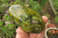 Polished Green Opal Standing Free Forms x 3 From Antsirabe, Madagascar - Toprock Gemstones and Minerals 