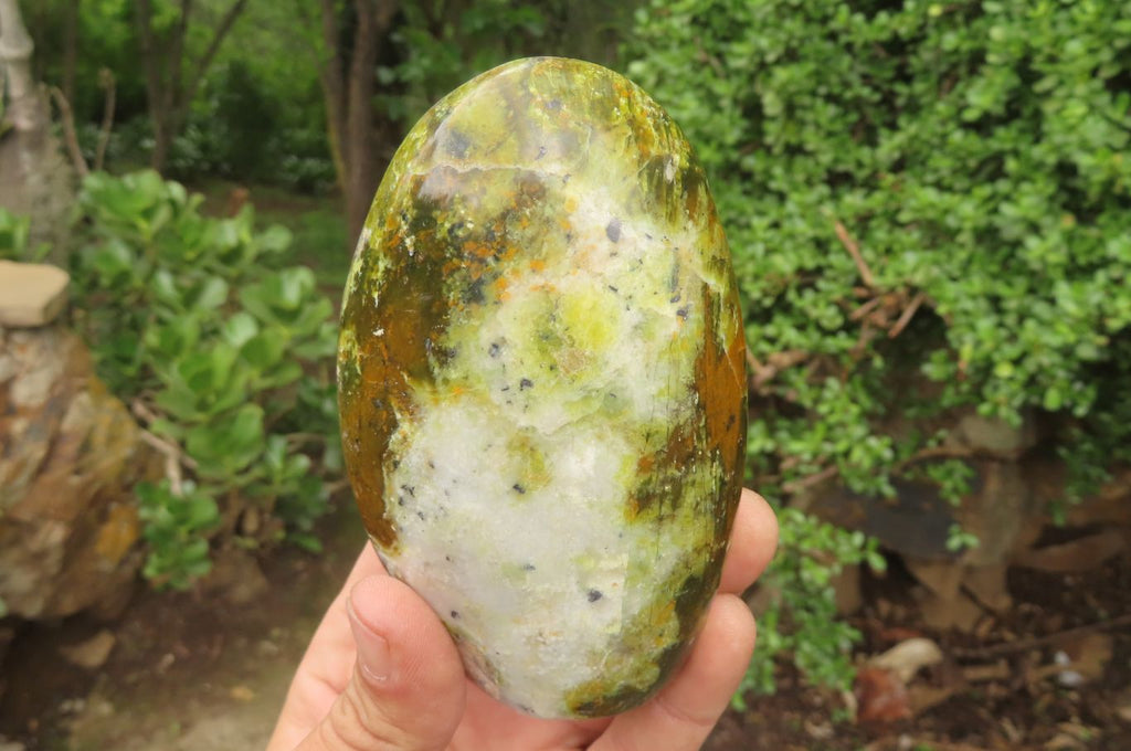 Polished Green Opal Standing Free Forms x 3 From Antsirabe, Madagascar - Toprock Gemstones and Minerals 