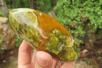 Polished Green Opal Standing Free Forms x 3 From Antsirabe, Madagascar - Toprock Gemstones and Minerals 