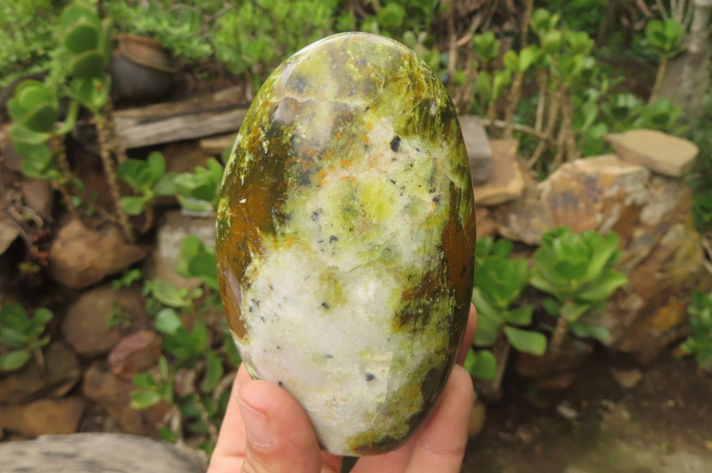 Polished Green Opal Standing Free Forms x 3 From Antsirabe, Madagascar - Toprock Gemstones and Minerals 