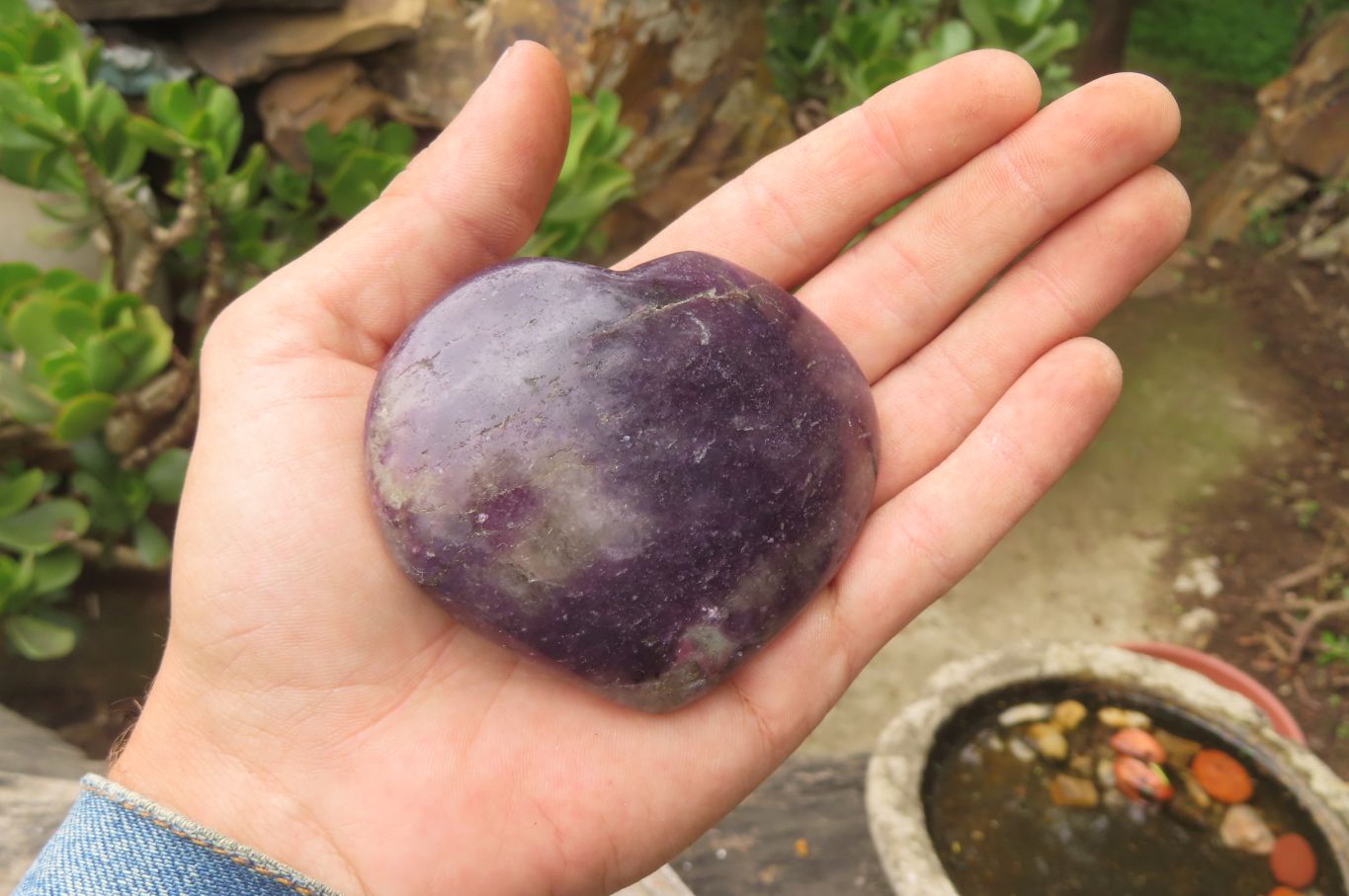 Polished Lepidolite Gemstone Hearts x 6 From Madagascar - Toprock Gemstones and Minerals 