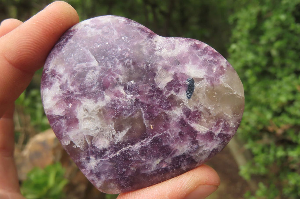 Polished Lepidolite Gemstone Hearts x 6 From Madagascar - Toprock Gemstones and Minerals 