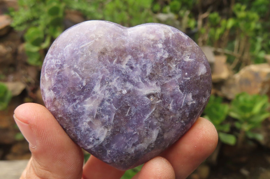 Polished Lepidolite Gemstone Hearts x 6 From Madagascar - Toprock Gemstones and Minerals 