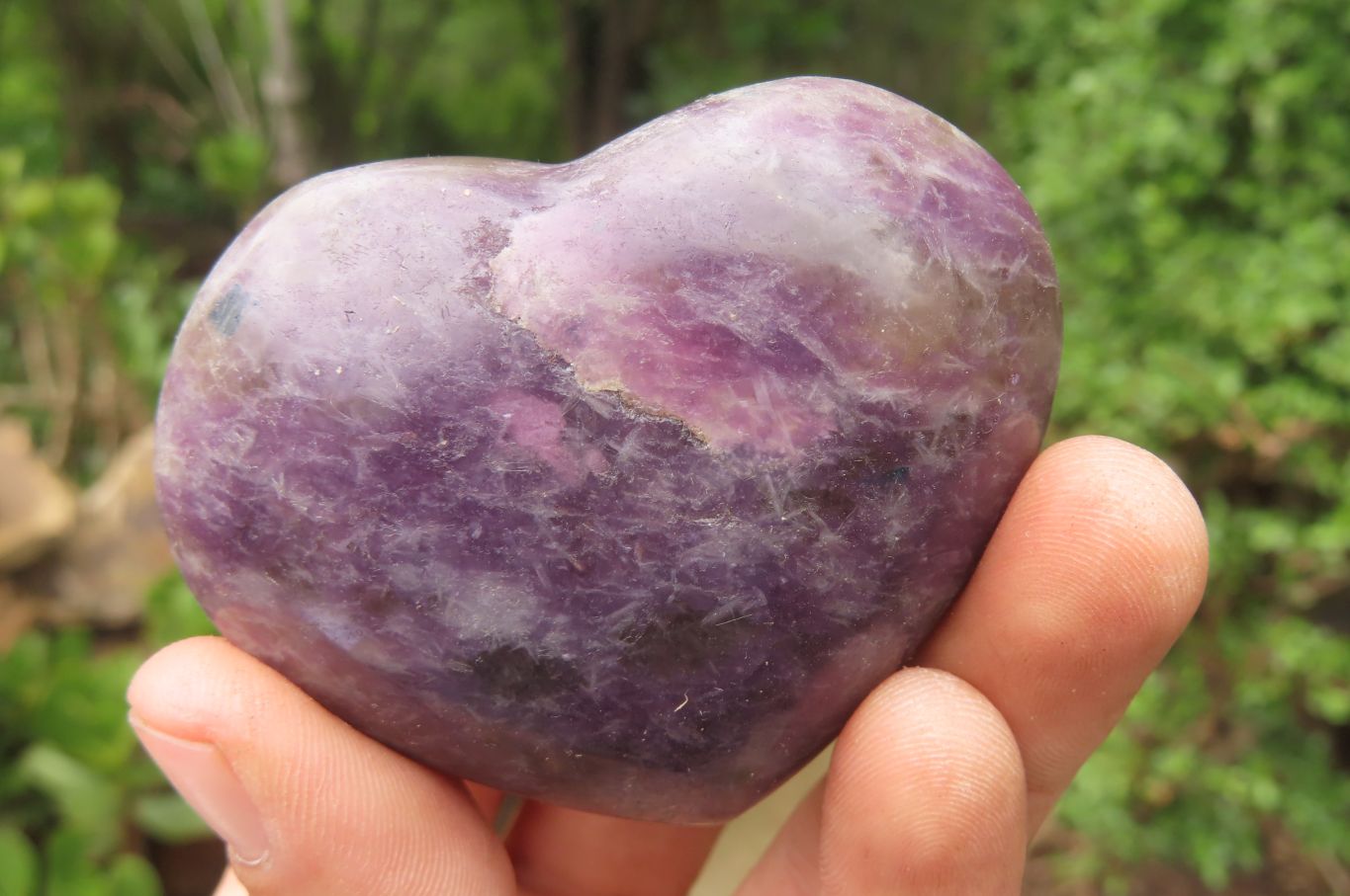 Polished Lepidolite Gemstone Hearts x 6 From Madagascar - Toprock Gemstones and Minerals 