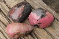 Polished On One Side Rhodonite x 6 From Madagascar - Toprock Gemstones and Minerals 
