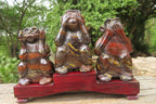 Hand Made Tiger Iron Jasper Monkey Carvings x 3 From Australia - Toprock Gemstones and Minerals 
