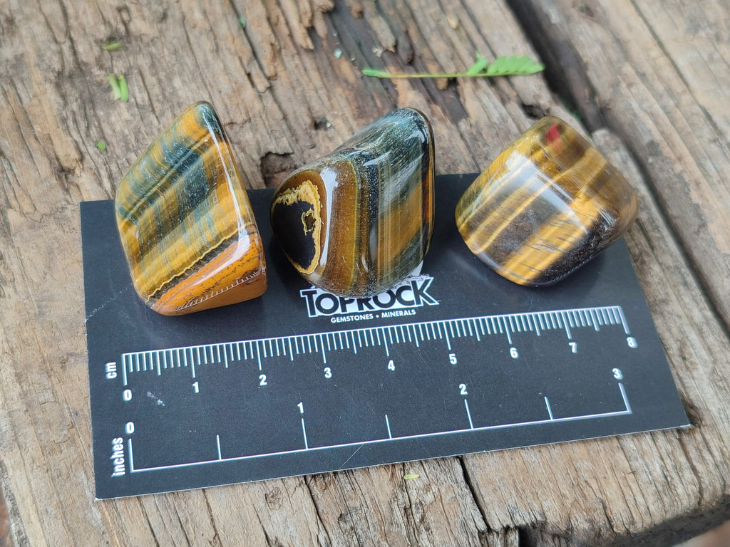Varigated Rocks Polished Medium Blue and Gold Variegated Tigers Eye Tumble Stones - so ...