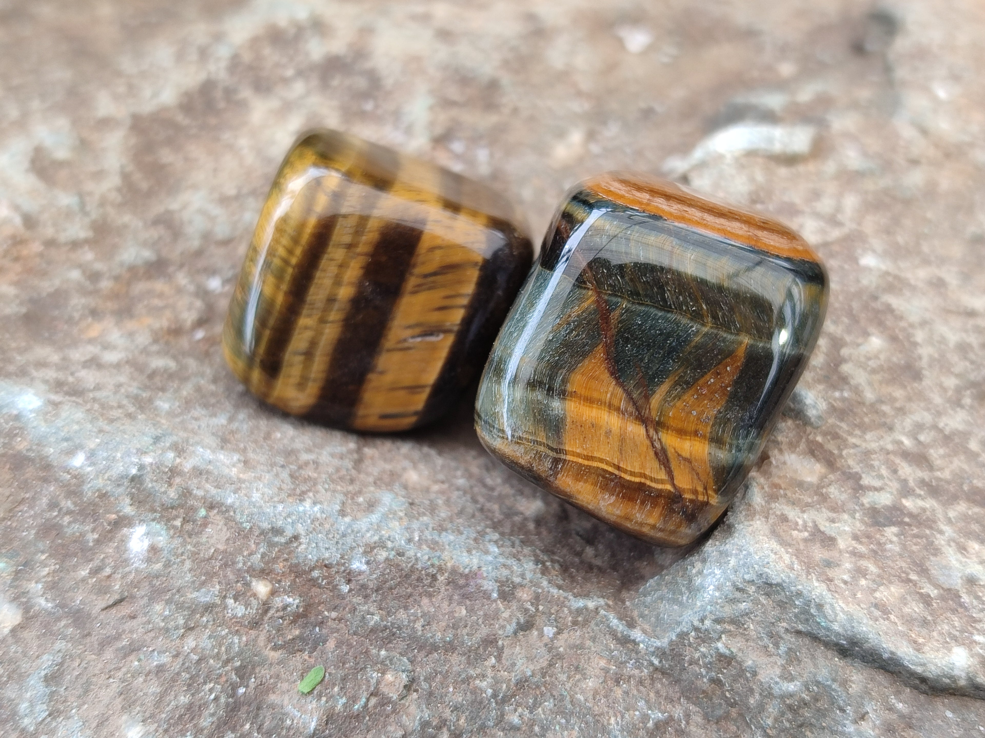 Polished Medium Blue and Gold Variegated Tigers Eye Tumble Stones - sold per KG - From South Africa - Toprock Gemstones and Minerals 